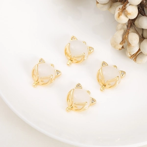 Set van 4 gouden vossenhangers met witte edelstenen voor doe-het-zelf sieraden maken