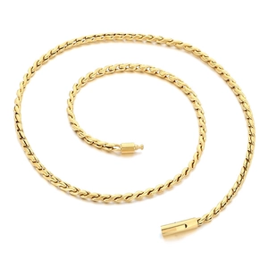 Classic 18K gold plated stainless steel basket weave chain necklace for men and women