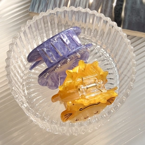Creative acetate shark hair claws with mouse and fox patterns in purple and yellow