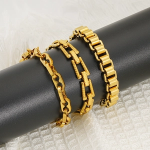 Hip Hop Chain Bracelet 304 Stainless Steel 18K Gold Plated Geometric Oversized Industrial Style Unisex Fashion Jewelry