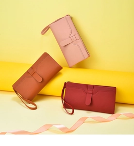 Women long wallet PU leather minimalist clutch purse card holder multi-slot large capacity