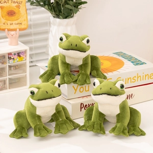 Realistic Frog Plush Toy Soft Short Plush PP Cotton Filled Sitting Animal Doll For Kids Room Decor Cute Nursery Gift