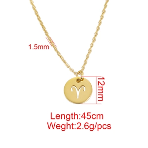 Goldene Widder-Sternzeichen-Halskette mit 12mm Scheibenanhänger und 45cm Kettenabmessungen