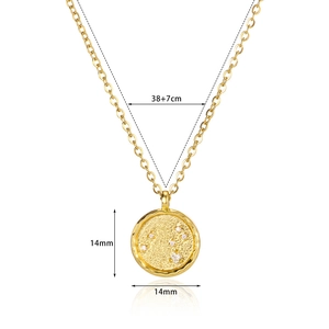 18K gold plated constellation necklace with zircon pendant measuring 14mm in diameter