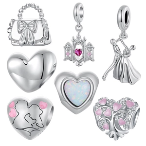 925 Sterling Silver Charms Beads Dancing Couple Heart Tree Of Life Handbag DIY Jewelry Accessories For Bracelets