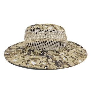 Outdoor tactical sun hat with desert digital camouflage and breathable mesh crown