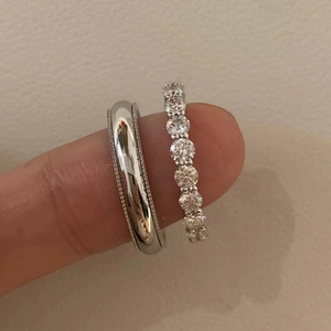 S925 sterling silver eternity stackable rings with sparkling zircon pavé for couples