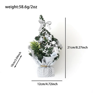 Mini Christmas tree ornament with 21cm height dimension markings on white background