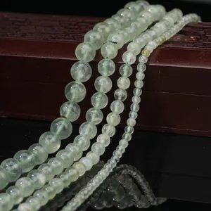 Perles En Vrac Rondes En Prehnite Naturelle Pierre Gemme Verte Lisse Pour La Fabrication De Bijoux DIY Bracelet Collier