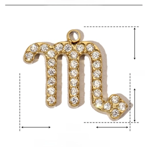 Detailed parameter view of Scorpio zodiac pendant in gold stainless steel with zircon