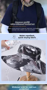 Chapeau de soleil camouflage à large bord imperméable et tissu à séchage rapide