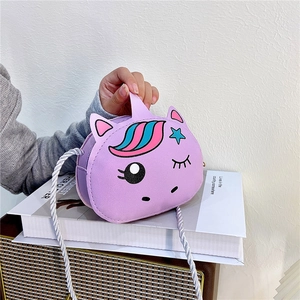 Kids Cartoon Unicorn Crossbody Bag Cute PU Leather Mini Coin Purse For Girls Small Shoulder Bag Travel Handbag Gift