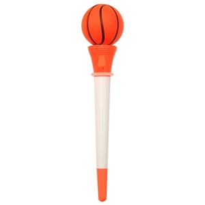 Creative basketball decompression gel pen with orange foam ball and white plastic barrel