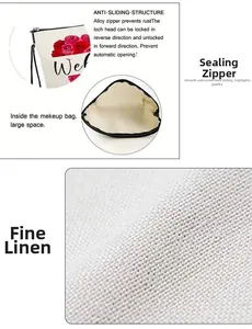Détails de la trousse de maquillage en lin avec fermeture éclair lisse et grand espace