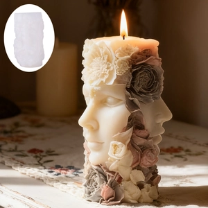 Moule silicone bougie visage fleuri pour décoration de maison florale faite à la main