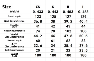 Detailed size chart for satin dress including bust, waist, and length measurements
