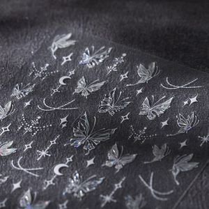 Exquisite laser silver butterfly and moon nail stickers with holographic metallic finish