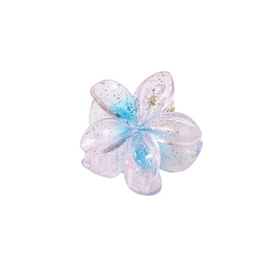 Pince à cheveux fleur pailletée 4cm avec dégradé bleu rose pour femmes et filles