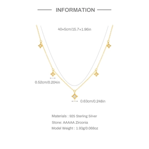S925 Sterling Silver Gold Star Pendant Necklace with AAAAA Zirconia Inlay