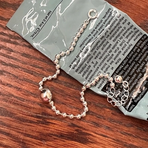 Minimalist 925 sterling silver beaded bracelet with large sphere and lobster clasp
