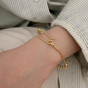 925 Sterling Silver Bracelet Geometric Minimalist Beads Handmade Thin Line Jewelry For Women