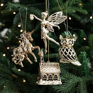 Ornamenti Appesi Per Albero Di Natale Oro Plastica Galvanizzata Renna Fiocco Di Neve Stella Per Festa Di Vacanza Casa Decorazione Di Natale