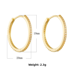 Detailed dimensions of 19mm high gold hoop earrings with pavé cubic zirconia