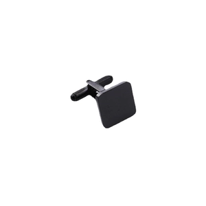 French style square black stainless steel cufflinks for men with a polished metal finish