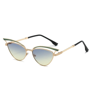 Cat Eye Sonnenbrille Damen Metallrahmen Hohl UV400 Schutz Verlaufsgläser Retro Vintage Modische Brille
