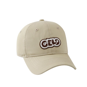 Kids' beige baseball cap with 3D GELD embroidery and classic curved brim for daily wear