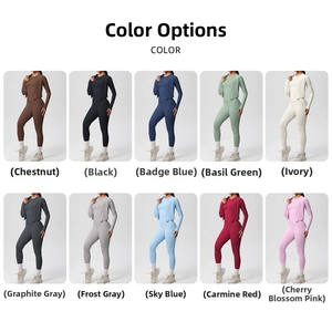 Aperçu des dix coloris disponibles pour l'ensemble de yoga respirant trois pièces femme