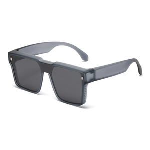 Chic oversized square matte grey sunglasses for women with UV protection features