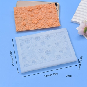 Rectangle silicone mold for sunflower and daisy patterns, size 16x11.1x1.4cm for baking