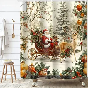 Detail des Weihnachtsmann 3D-Drucks auf wasserdichtem 200x200cm Weihnachts-Duschvorhang