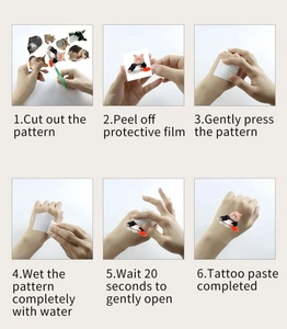Step-by-step application guide for waterproof cartoon cat temporary tattoo stickers
