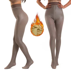 Glitzernde Thermo-Leggings mit Silberfaden und Fleecefutter, hohe Taille für den Winter