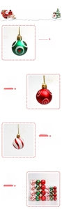 Detailed view of 4cm painted Christmas balls with red, green and white festive patterns