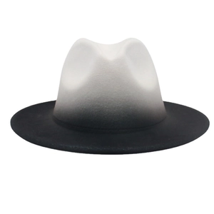 Vintage Gradient Two Tone Fedora Hat For Men Women Wide Brim Woolen Felt Jazz Hat Ombre French Style Warm Autumn Winter Cap