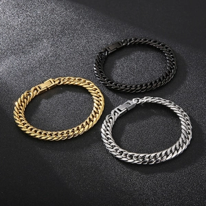 Colliers maille gourmette pour homme en or, argent et noir avec fermoir boîte