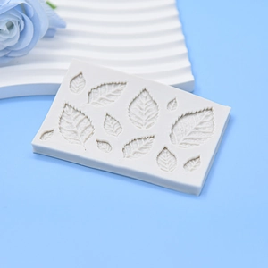 Leaf texture silicone mold for fondant cake decoration in milky white rectangular design