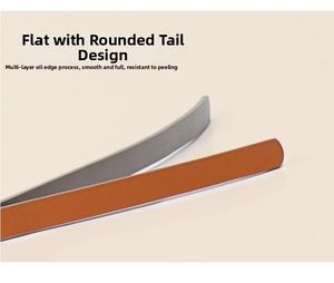 Detail view of smooth oil-edge leather watch straps with a classic round tail design