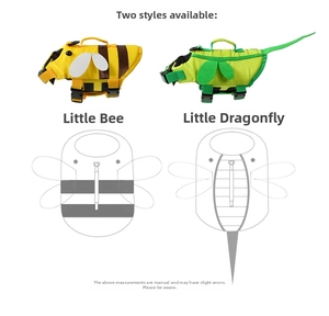 Détails des gilets de sauvetage abeille et libellule pour chiens avec boucles réglables