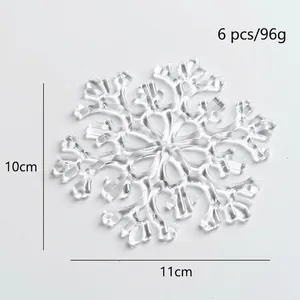 Décorations flocons de neige en acrylique transparent pour sapin, 11x10 cm, lot de 6 pièces
