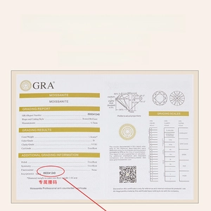 Official GRA Moissanite grading certificate for 1.0ct D color VVS1 round brilliant diamond