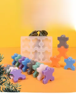 Macro di stampi in silicone a 6 fori per giocattoli impilabili a forma umana con prodotti