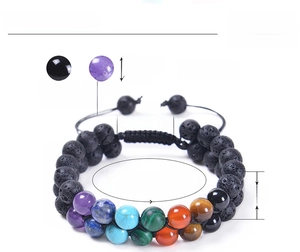 Detailed parameter diagram for 8mm natural stone double-row bracelet with adjustable cords