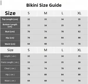 Size chart for deep V one-piece swimsuit in cm with S to XL bust and waist measurements