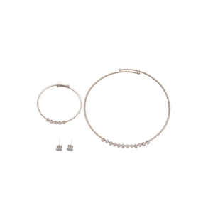 Elegant pearl and rhinestone jewelry set including necklace, bracelet and stud earrings