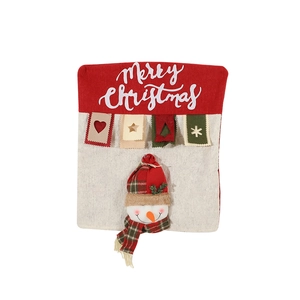 Housse de chaise Noël avec bonhomme de neige 3D, broderie et ornements décoratifs
