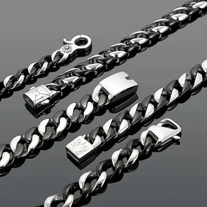 Bracelets pour hommes minimalistes en acier inoxydable bicolore argenté et noir mat